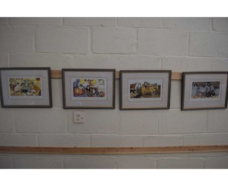 LINDA JANE SMITH, FOUR COLOURED PRINTS OF CATS