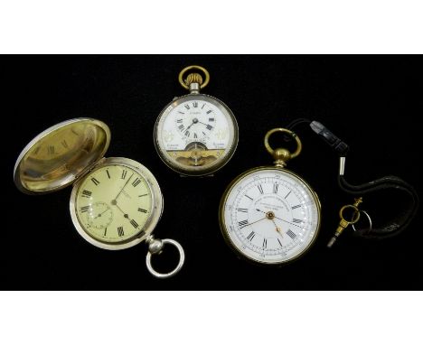 Swiss gilt Centre seconds chronograph, silver full hunter pocket watch by Eustace Durran Banbury, case stamped 'Fine Silver' 