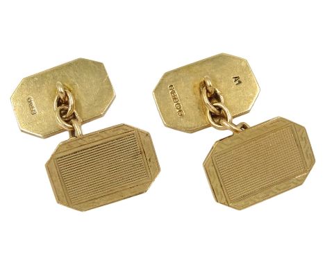 Pair of 9ct gold cufflinks, engine turned decoration, Birmingham 1934, approx 7.1gm - Condition Report 