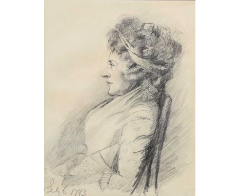 After George Dance R.A. (1741 - 1825) Portrait of Hester Lynch Thrale, Mrs Piozzi (1741-1821) pencil drawing, 22.5 x 17.5 cm 