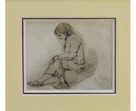 George Morland (1763 - 1804) Seated Boy, initialled and dated 1804 lower right, pencil drawing,Provenance: collection of Pete