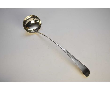 A George III silver soup ladle, Thomas Wallis (II) &amp; Jonathan Hayne, London 1811, 38cm long, weight approx 6.2oz