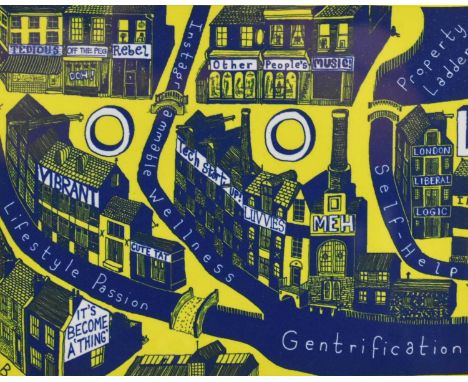 Grayson Perry OBE (British b.1960) Gentrification Cloth, 14.5 x 19 cm, frame 22.5 x 27.5 cmThe lens cloths were designed by P