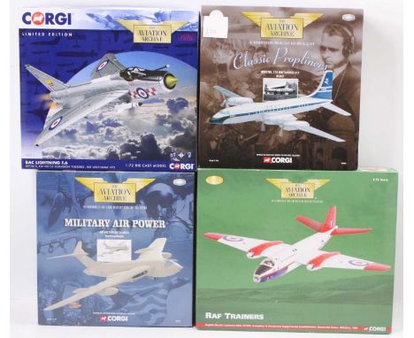 4 various boxed Corgi Aviation Archive mixed scale diecast aircraft, reference numbers to include AA32315, AA34706, 48602 and