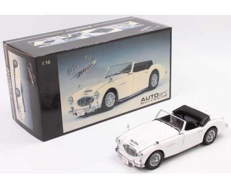 Auto Art Millenium No.70701 1/18th scale diecast model of an Austin Healey 3000Z, finished in white and black and housed in t