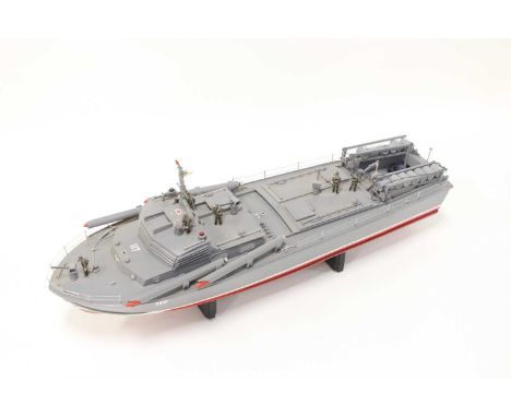 A very well made balsawood with GPR hull German WW2 Attack Torpedo Patrol Boat, finished in grey and red and numbered 117 to 