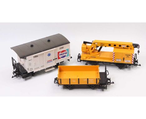 Selection of Lehmann G scale rolling stock, to include No.4031 Pepsi Box Van later adapted with speaker fitted to the inside,