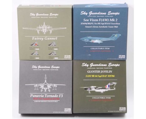 Sky Guardians 1/72nd scale boxed aircraft group, 4 examples to include Panavia Tornado F3 (Complete), Gloster Javelin (Comple