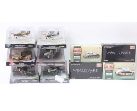 10 various boxed and plastic cased Corgi Aviation Archive and WW2 Military group, all in original packagaing, reference numbe
