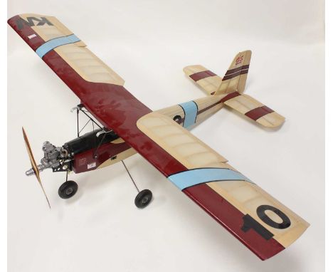 A very well made kit built model of a Radio Controlled Aircraft, constructed from balsa wood and covered with solar film, fit