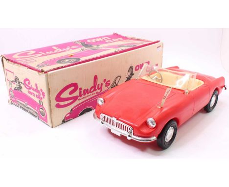 Pedigree Toys Sindy's Own Car - plastic MG sports car finished in red with an ivory interior, still with "Sindy" flag, the wi