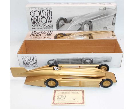 2 World Landspeed Record Cars to include, Schylling "1929 Golden Arrow Land Speed Record Car" limited edition tinplate clockw