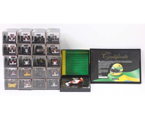 Minichamps 1/43 scale Ayrton Senna racing car collection comprising of Edition 43 with model numbers 1 to 17, 19, 28 and 29, 