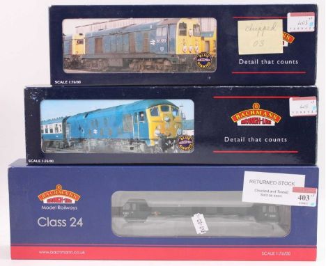 Three Bachmann Branchline diesel locos: 32-430B Class 24 D5061 BR green marked ‘returned stock, checked &amp; tested, sold as
