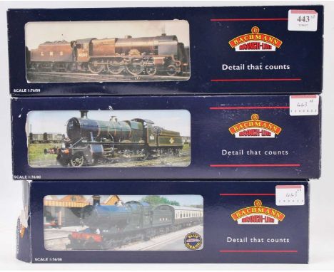 Three Bachmann Branchline locos &amp; tenders: 31-827A class 43XX 0-6-0 4377 BR lined green late crest, some weathering (E-BE