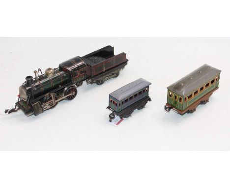 Continental 0 gauge items: KBN 0-4-0 loco 0-35 green with black, red &amp; light green lining, electric motor, some chips but
