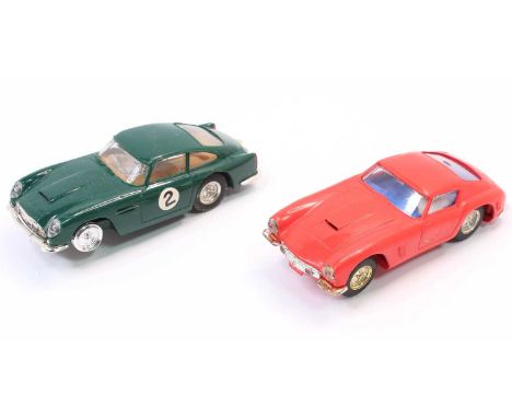 2 Scalextric 1/32 scale slot cars to include, C69 Ferrari GT 250 Berlinetta in red with a blue interior and driver figure and