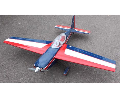 A very well made kit-built radio-controlled model aircraft, constructed from balsa wood and wooden components and covered in 