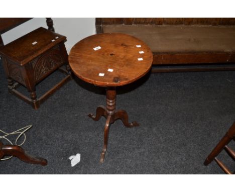 A 19th century oak occasional table, circular top, turned column, tripod legs, 70cm high