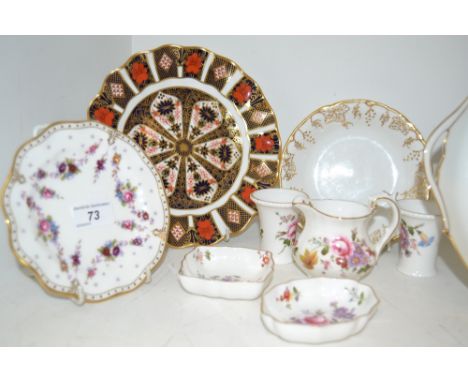 Royal Crown Derby - an 1128 wavy rim plate;  posies pattern miniature vases, trinket dish etc