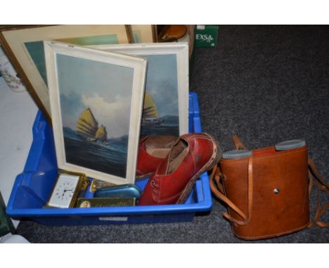 Boxes and Objects - Chinese School (20th century)
A pair, Junks at Sea
oil on panel, 30cm x 18cm; nautical prints, signed in 