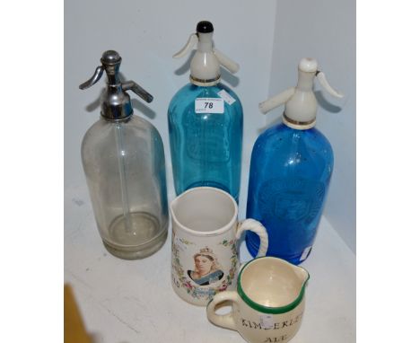 Advertising - Hanson's Starbright pub jug;  Fox & Co Wine Spirit Merchant Birmingham and Chesterfield Jubilee jug; R A Barret