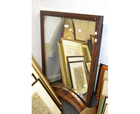 A rectangular mirror, cushion frame, 100cm x 70cm;  another, arched, 125cm high x 47cm wide;  etc (3)