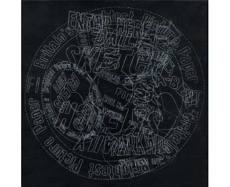 (See below for english version)„Picture Paper“. 1977Buntstift in Weiß über Acryl auf Leinwand. 89,5&nbsp;×&nbsp;89,5&nbsp;cm 