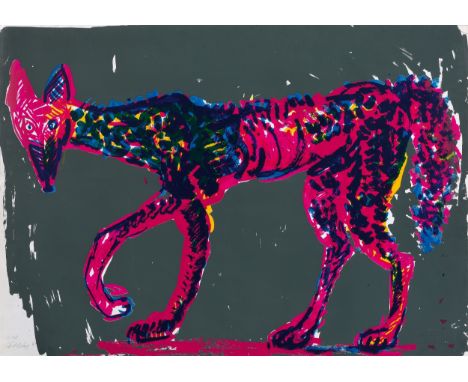 (See below for english version)Wolf. 1989Farbserigrafie auf Papier. 87,8&nbsp;×&nbsp;124,1&nbsp;cm ( 34&nbsp;⅝&nbsp;×&nbsp;48