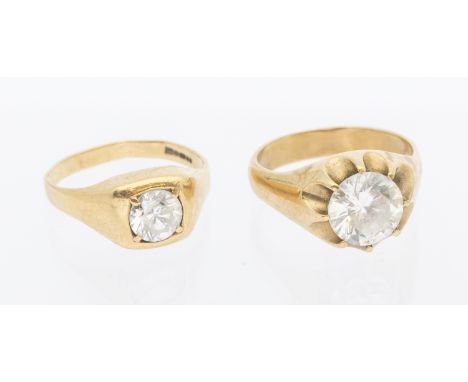 Two 9ct Gold Rings.  To include a 9ct Gold approx. 3.75ct Solitaire Cubic Zirconia Ring.  The Ring is hallmarked "375" for 9c