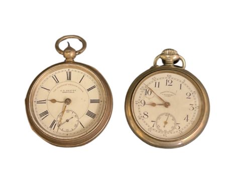A pocket watch, the enamel dial inscribed "Tramway watch O.Dusonchet" another The Express English lever J G Graves, Sheffield