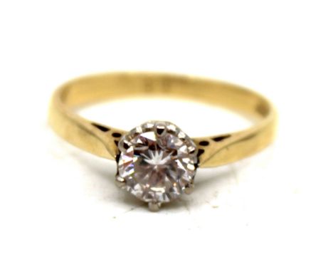 18ct Yellow Gold Approx. 0.55ct Total Solitaire Round Brilliant Cut Diamond Ring. The Ring contains an approx. 0.55ct, just o