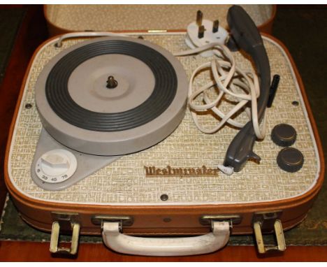 Westminster portable small size suitcase record player, item is untested.