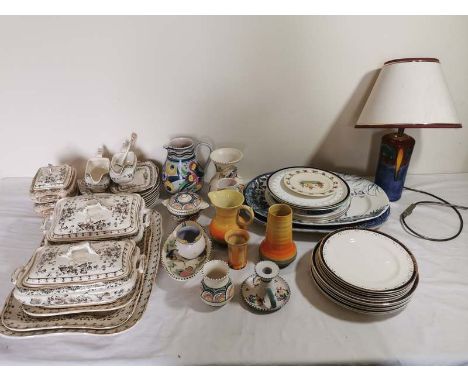 A quantity of various ceramics and glassware to include; a Victorian and a later part dinner service, Poole and Shelley potte