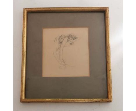 A well drawn pencil sketch of two lovers. Initialled P.S. Frame: 24cm by 26cm. (1)&nbsp;