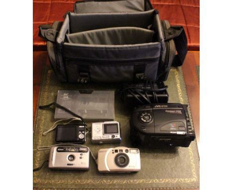 Vintage VHS video recorder 2 x digital cameras and 2 x 35mm cameras all untested.