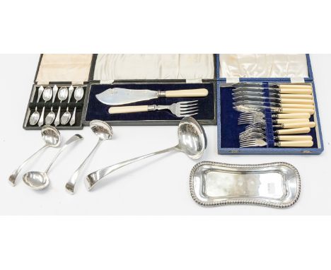 Selection of Sterling Silver and Silver Plated Ware.  To include a Set of Six Cased Engraved Sterling Silver Teaspoons , a Se