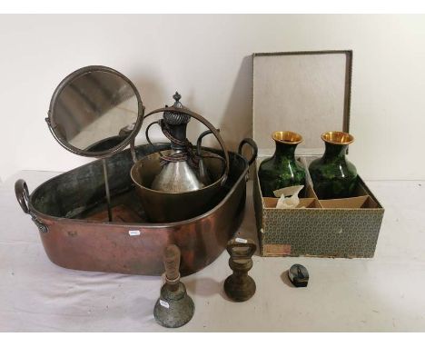 A collection of miscellaneous items to include; boxed pair of mid century cloisonn&eacute; vases, a mahogany dressing table s