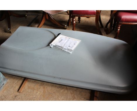 Large Thule roof box to include roof bars and fittings with keys and instruction manual.