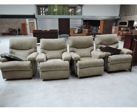 Three manual and one electric recliner chair
