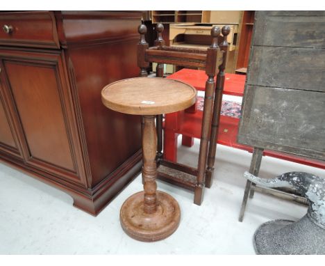 An early 20th Century stick stand and oak jardiniere standcr - plant stand height - 58cm