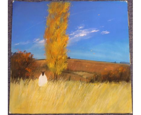 Neil Canning (b. 1960), an unusual unframed pastel study, 'Lone Sheep', signed N. Canning lower left, 56.5cm x 58.5cm 