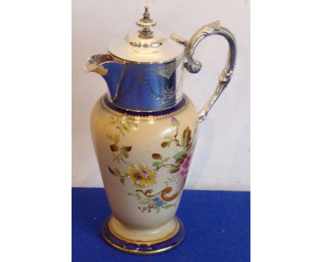 A circa 1900 Carltonware pottery claret jug with silver-plated top 