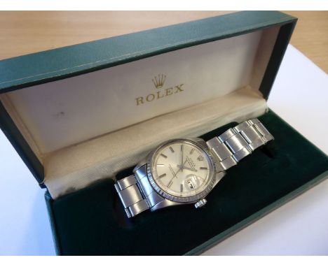 ADDED LOT    A gentleman's late 1960's steel cased Rolex Oyster Perpetual Datejust automatic wristwatch, the silvered dial si