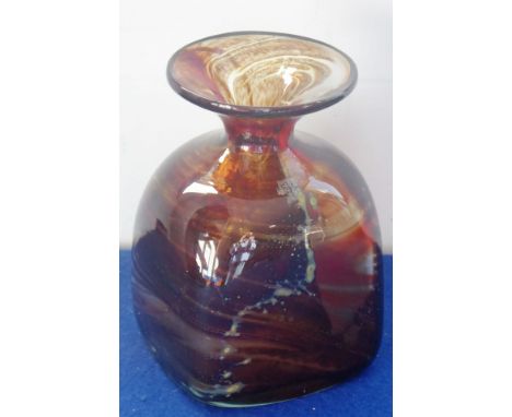 A Mdina Glass flask, signed to underside, 15cm 