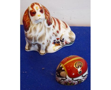 Two Royal Crown Derby paperweights: a Cavalier King Charles spaniel and a ladybird (2) CONDITION REPORT: Spaniel - Appears in