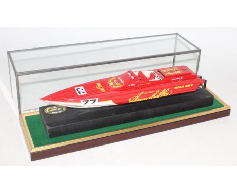 A very well made resin and white metal 1/43 scale of the Annabella offshore high speed race boat finished in red and yellow, 