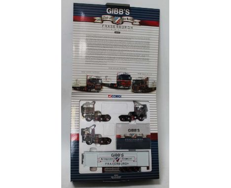 A Corgi Toys model No. CC99125 Gibbs of Fraserburgh, a commemorative gift set comprising of three various tractor units and r