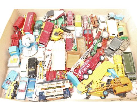 One tray containing a large collection of various playworn and repainted Dinky Toy and Corgi Toy diecasts, mixed examples to 