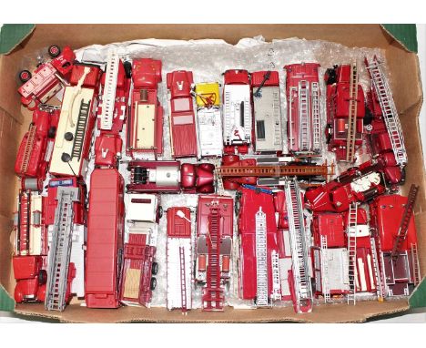 One tray containing a collection of various fire engine and fire service appliance vehicles, mixed brands and manufactures to